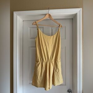 Women’s Yellow Gingham One-Piece Swimsuit Romper